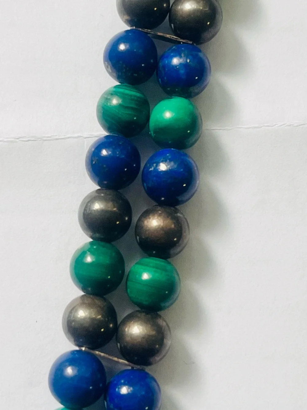 Green and Blue Teardrop Stone Pendant Necklace - Silver Bead Women’s Jewelry